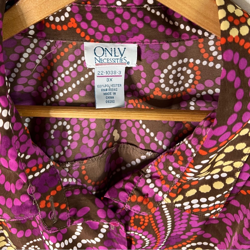 Plus Size Brown Multi-Color Polka Dot Paisley Pri… - image 3